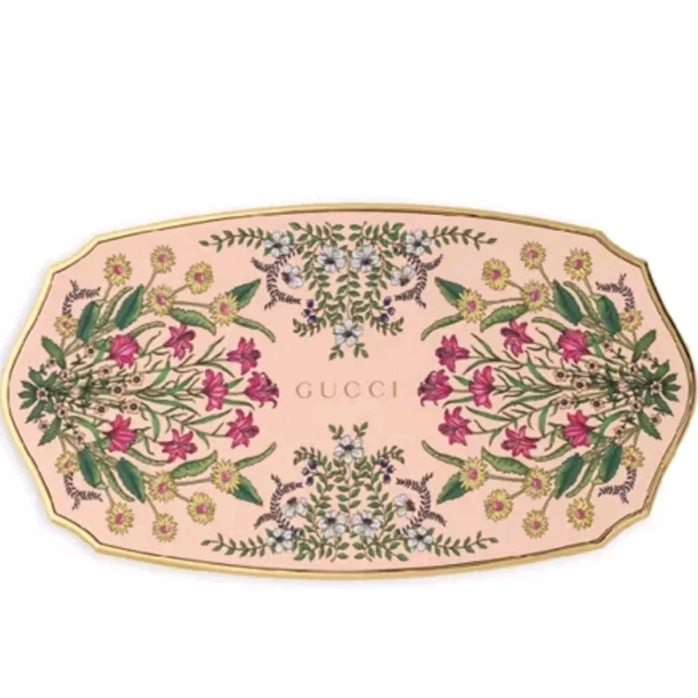 Gucci Floral Pink Oval Tray
